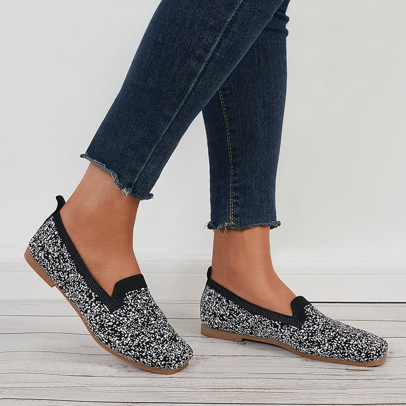 Soft Knit Slip on Flat Shoes Breathable Mesh Loafers