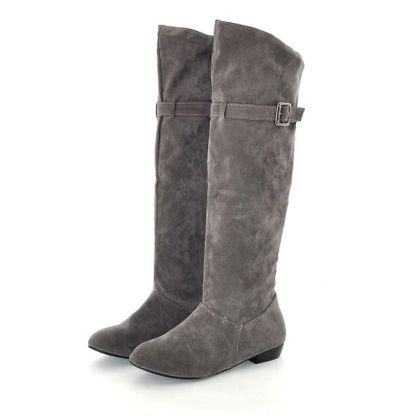 OCW Women Christmas Suede Knee Boots Warm Winter Snow Genuine Comfortable Leather