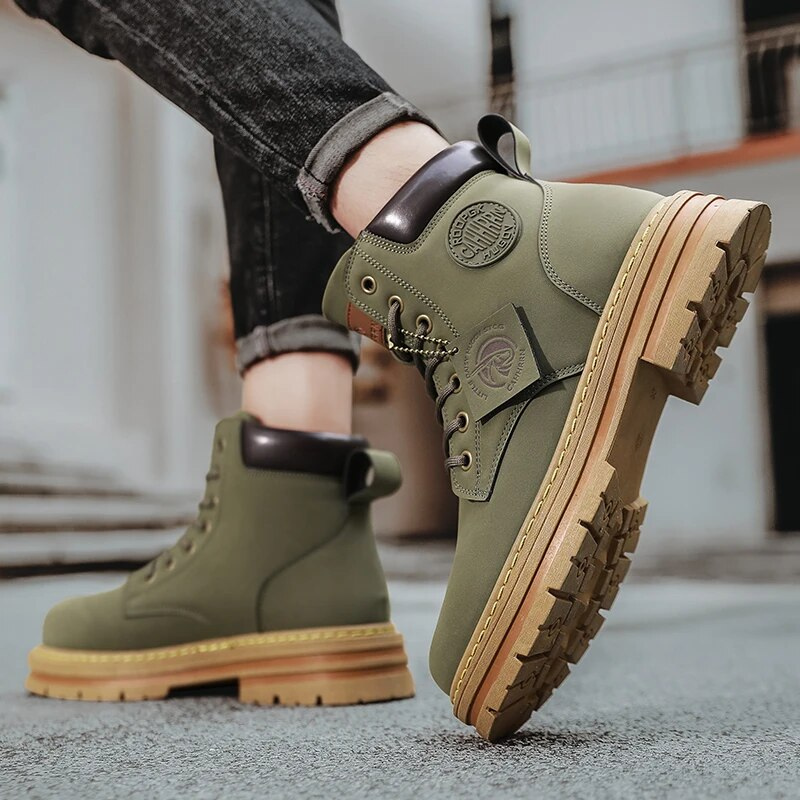 Orthopedic Shoes for Men Warm Leather Lace-Up High Top Boots