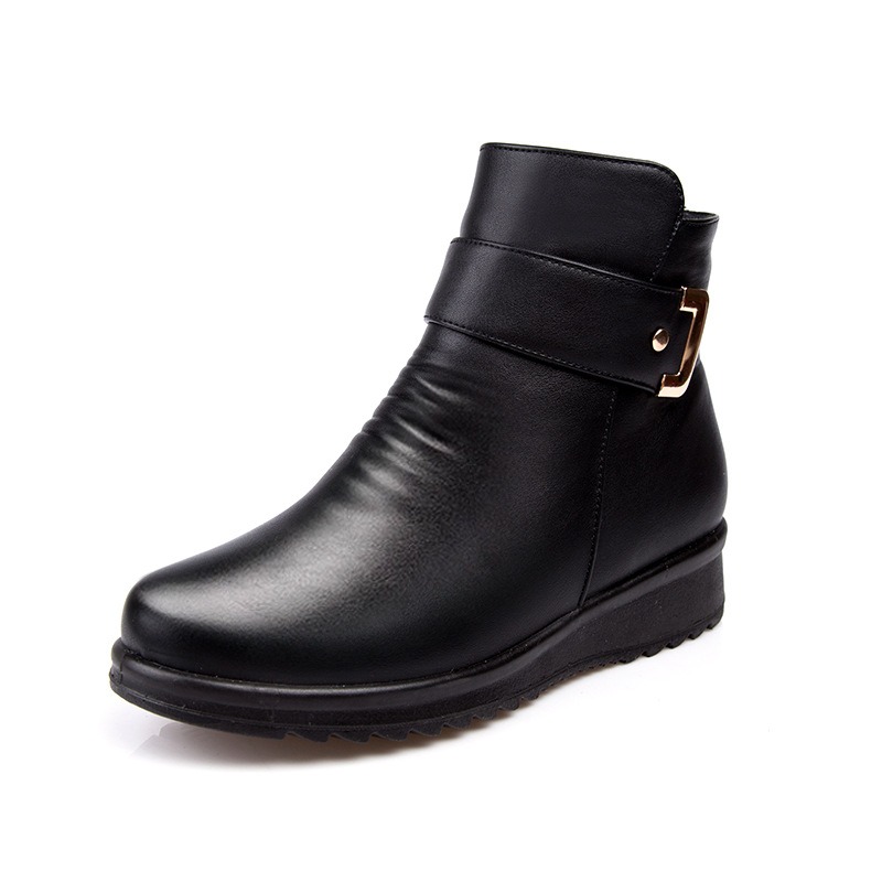Orthopedic Women Arch Support Leather Metal Buckle Velvet Boots