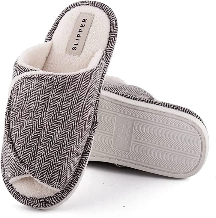 Swollen Feet Non-Slip Open Toe Indoor Wool Slippers