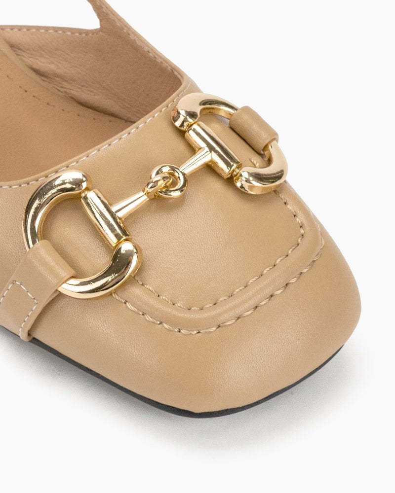 Classic Metal Buckle Slingback Low-Heel Chunky Heels Sandals