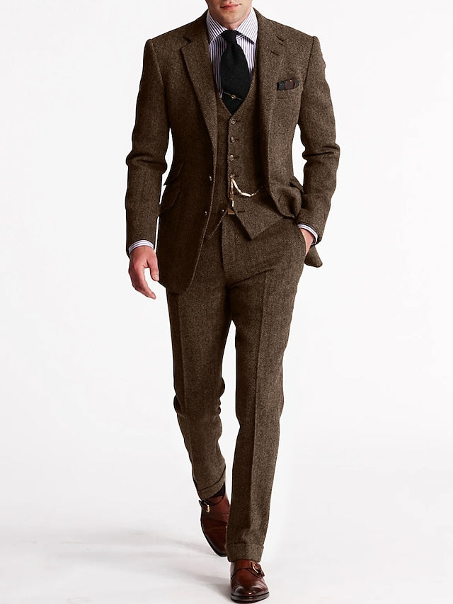 Men's Tweed 3-Piece Tuxedo Suit