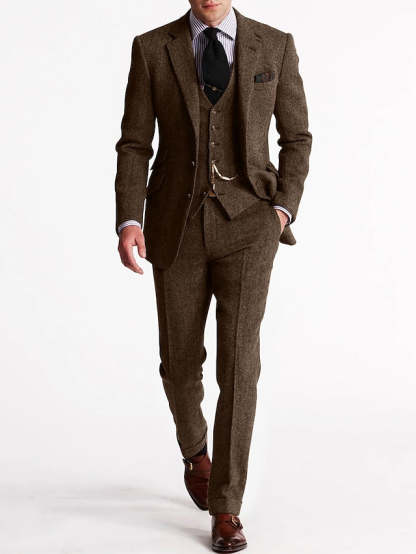 Men's Tweed 3-Piece Tuxedo Suit