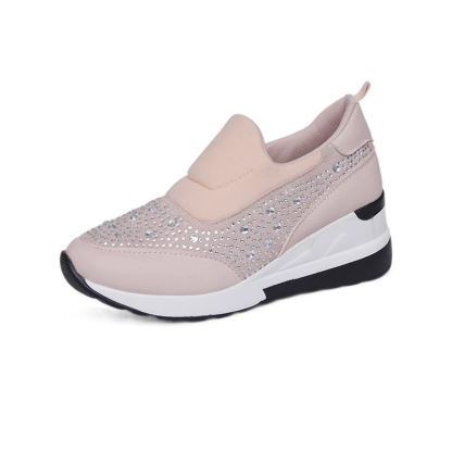 Rhinestone Wedge Sneakers Light Slip On Platform Sneakers