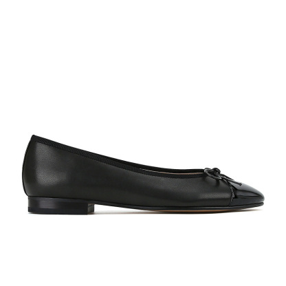Comfortable Round Cap Toe Leather Ballet Flat