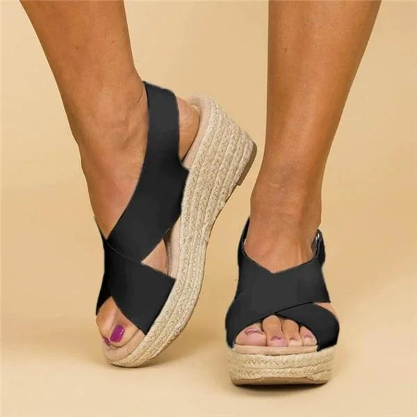 Luckweek | Orthopaedic Wedge Espadrilles in Taupe