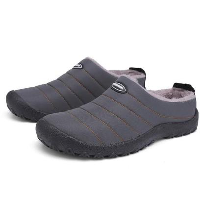 Fur Slippers For Men Waterproof Indoor And Outdoor Winter Slides