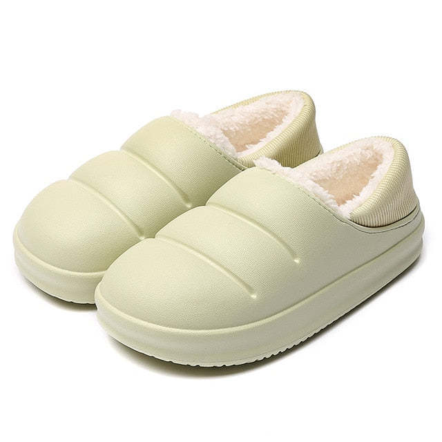 Winter Women Fur Slippers Waterproof Warm Plush Indoor Home