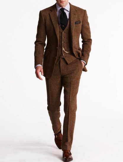 Men's Tweed 3-Piece Tuxedo Suit