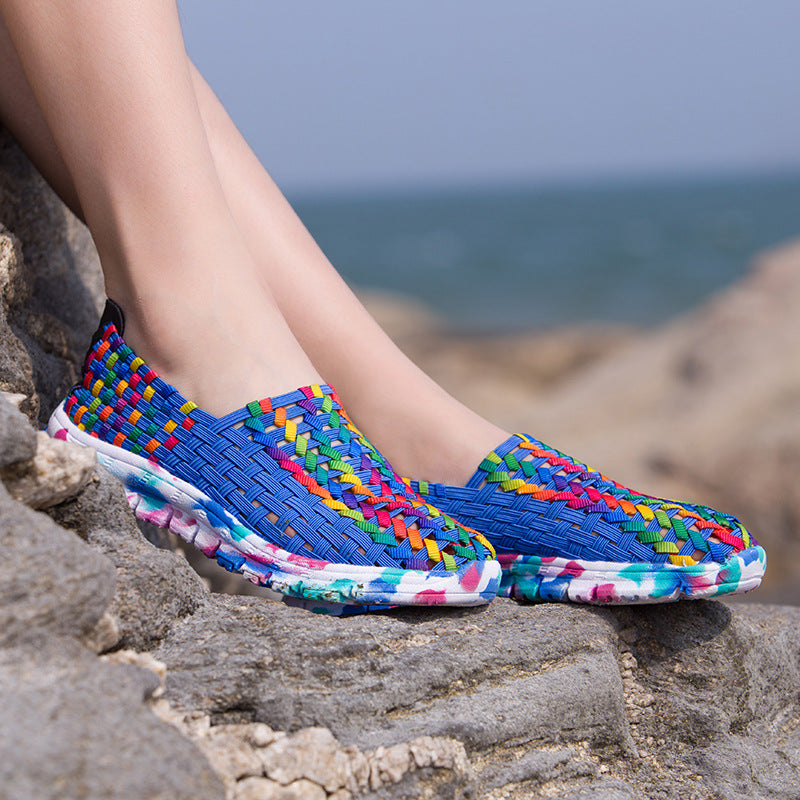 Fantasy Color Mesh Hand Woven Shoes