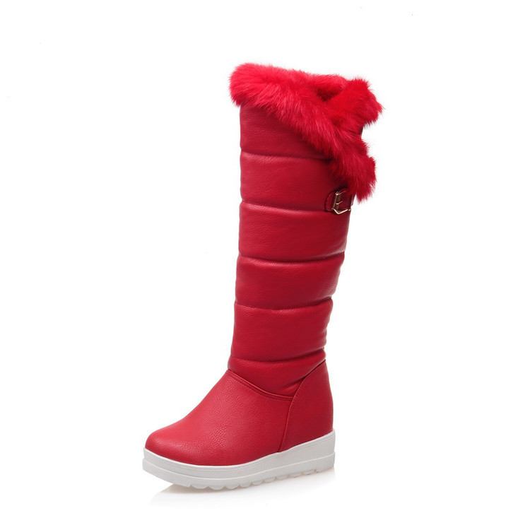 Women snow boots Knee high faux fur winter boots Warm slip on platform boots