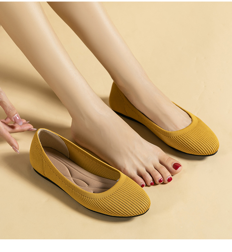 Comfort Pointed-Toe Breathable Knit Ballet Flat Shoes for Wide Feet and Bunion