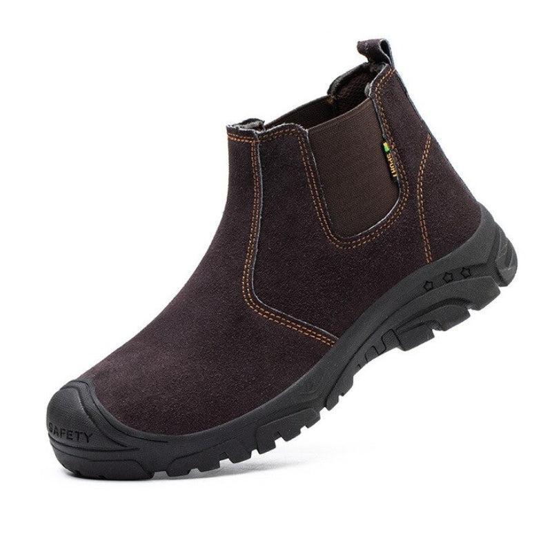Anti-smashing Men Work Ankle Boots Suede Steel Toe Orthopedic Shoes