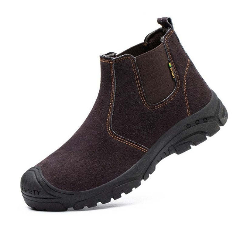 Anti-smashing Men Work Ankle Boots Suede Steel Toe Orthopedic Shoes