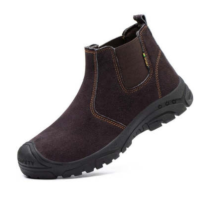 Anti-smashing Men Work Ankle Boots Suede Steel Toe Orthopedic Shoes