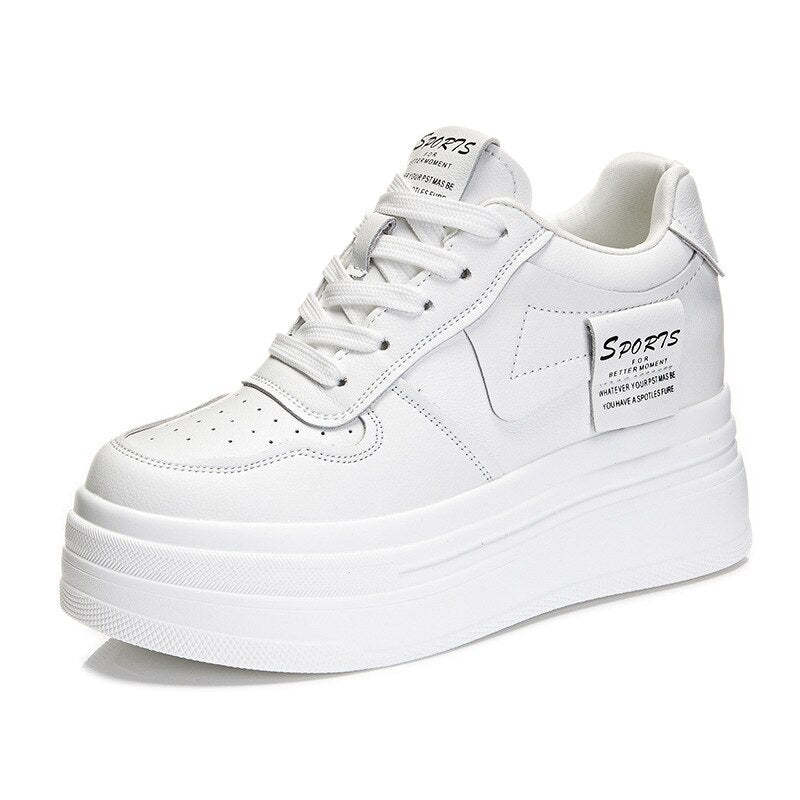 Comfy and Fancy Genuine Leather 8cm Platform Sneaker