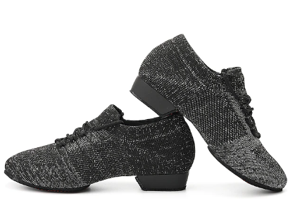 Women's Latin Dance Practice Shoes Lace-Up Closed Toe Ballroom Salsa Dance Training Beginner Shoes with Low Heel