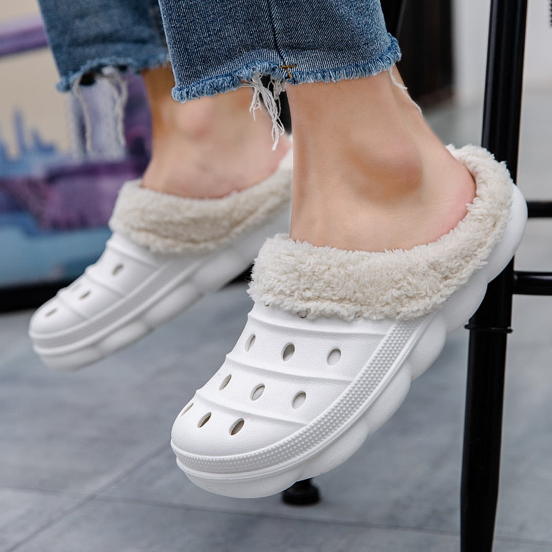 Fluffy Plush Slippers Plus Size EVA Men Clogs