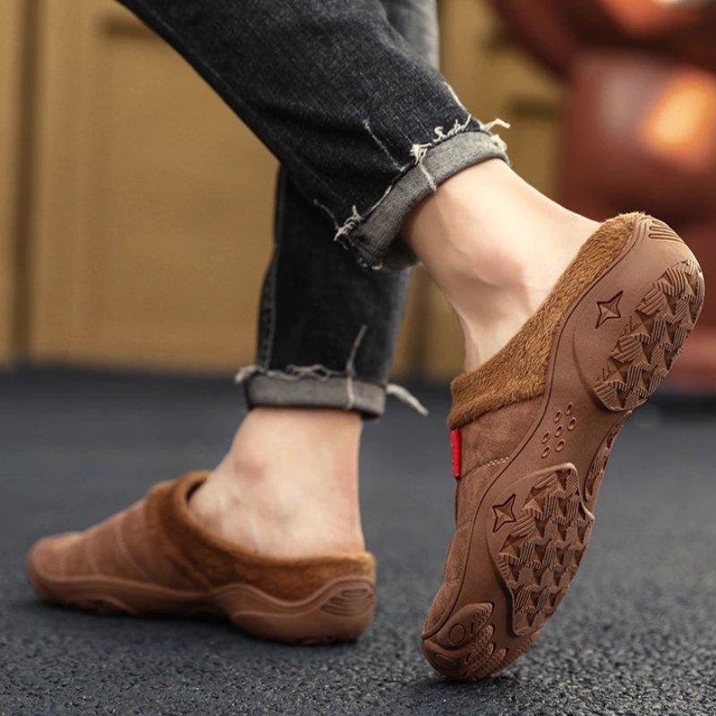 Fleece Warm Slippers For Men Basic Winter Shoes
