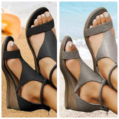 Orthopedic Leather Sandals with Heel
