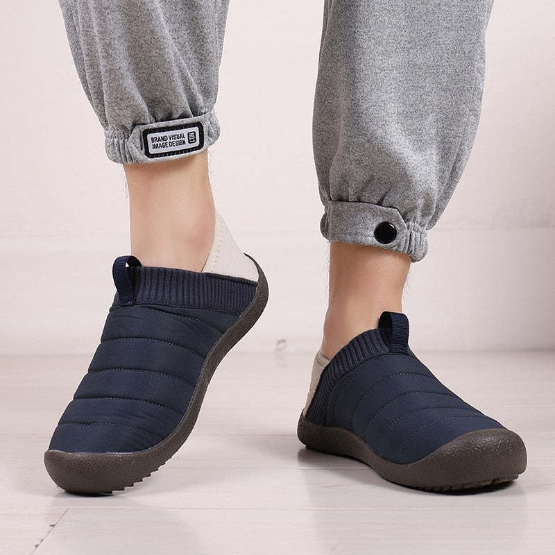 Men Fur Slippers Anti-slip Waterproof Indoor Slides