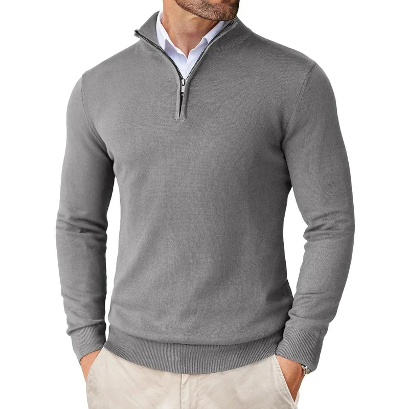 Men's Cotton Blend Zip Neck Sweater