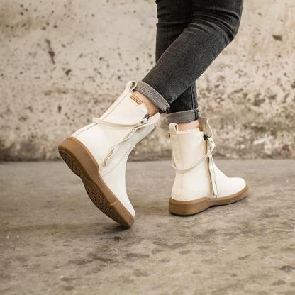 Waxing Leather Chelsea Boots Handmade British Boots Double Zip Fleece Lined Snow Boots