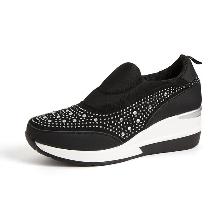 Rhinestone Wedge Sneakers Light Slip On Platform Sneakers