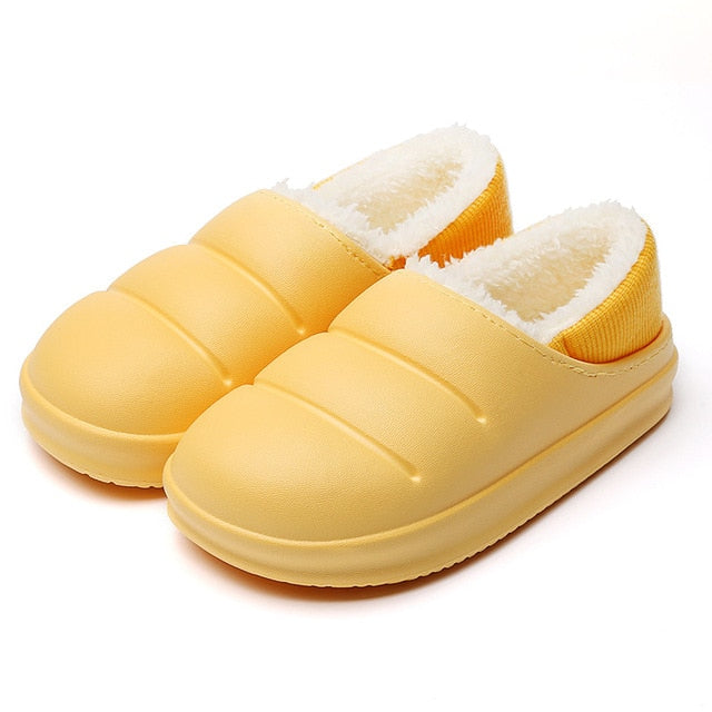 Winter Women Fur Slippers Waterproof Warm Plush Indoor Home