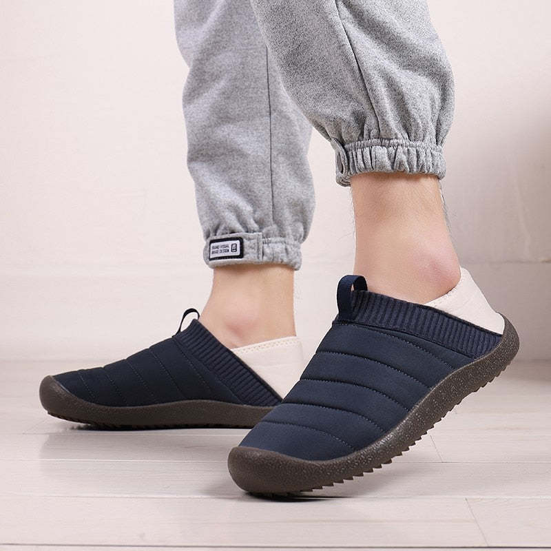 Men Fur Slippers Anti-slip Waterproof Indoor Slides