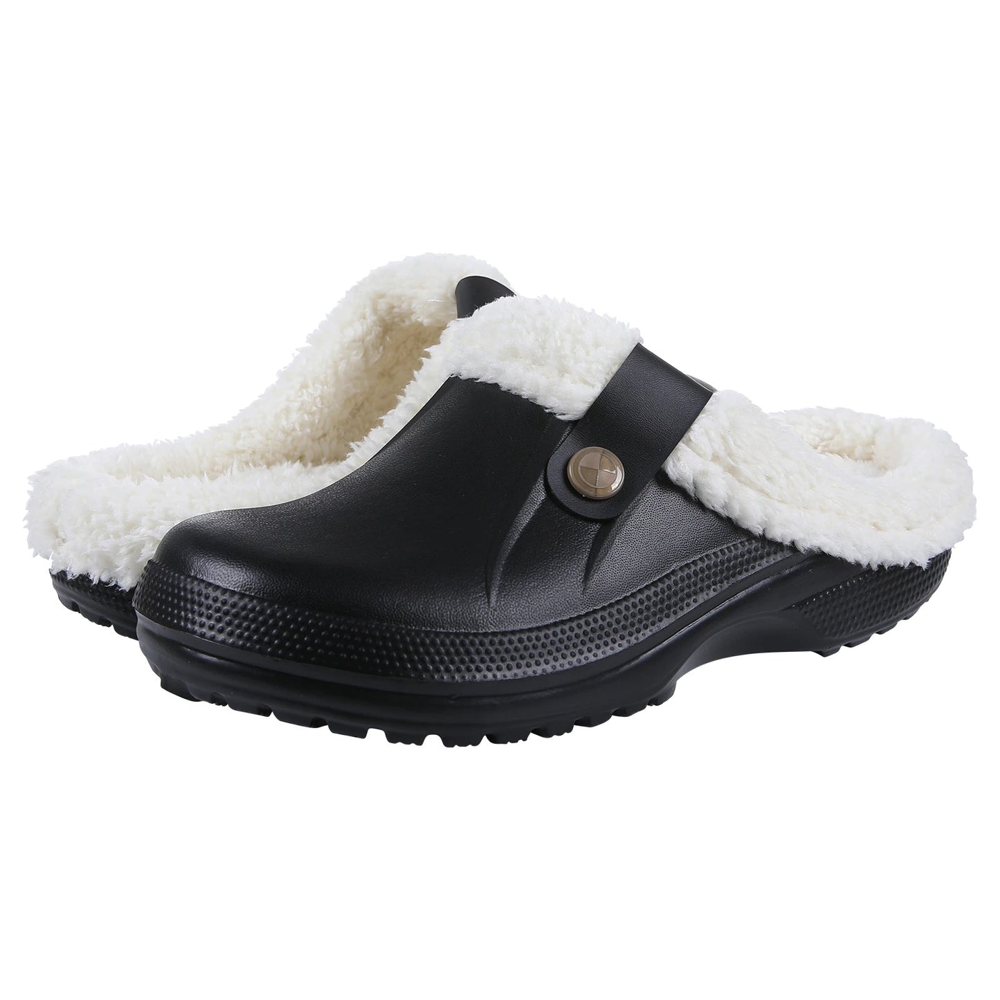 Plush Winter Slippers Women Heel Support Waterproof Slides