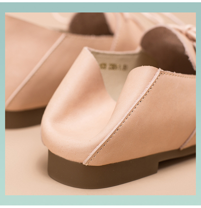 Soft Leather Lace Up Flats Women Yellow/White/Pink