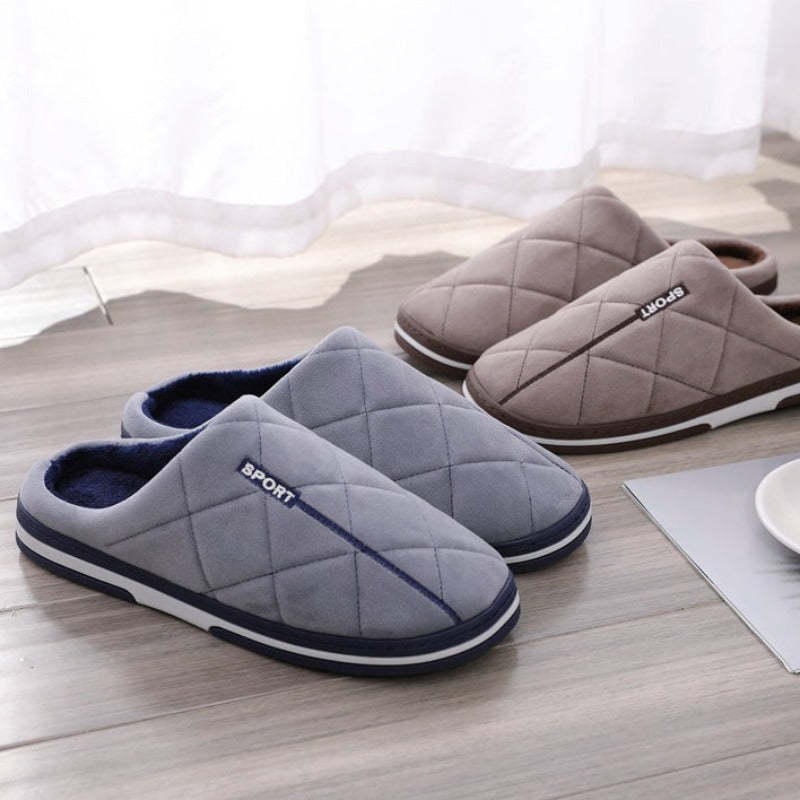 Short Plush Men Winter Slippers Big Size Family Shoes