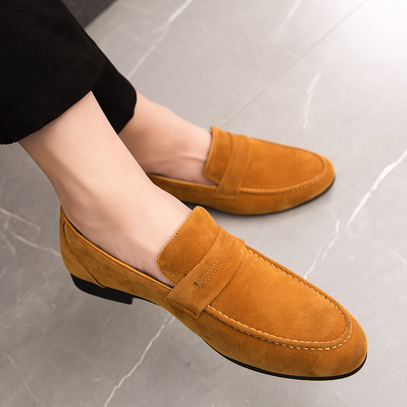 Square-heeled Suede Loafers for Men
