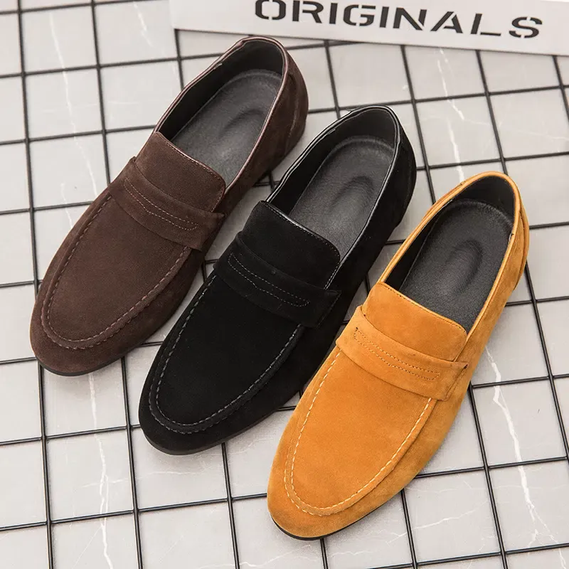 Square-heeled Suede Loafers for Men
