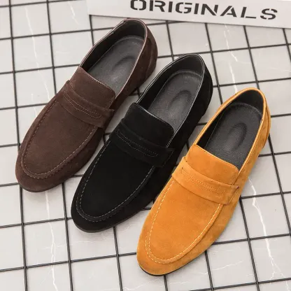 Square-heeled Suede Loafers for Men