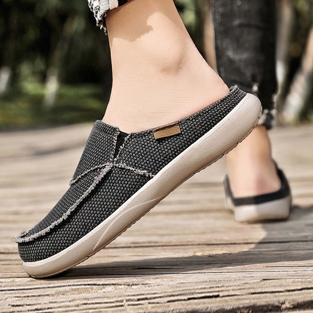Summer New Men's Light Casual Denim Slip On Half Slippers