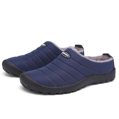 Fur Slippers For Men Waterproof Indoor And Outdoor Winter Slides