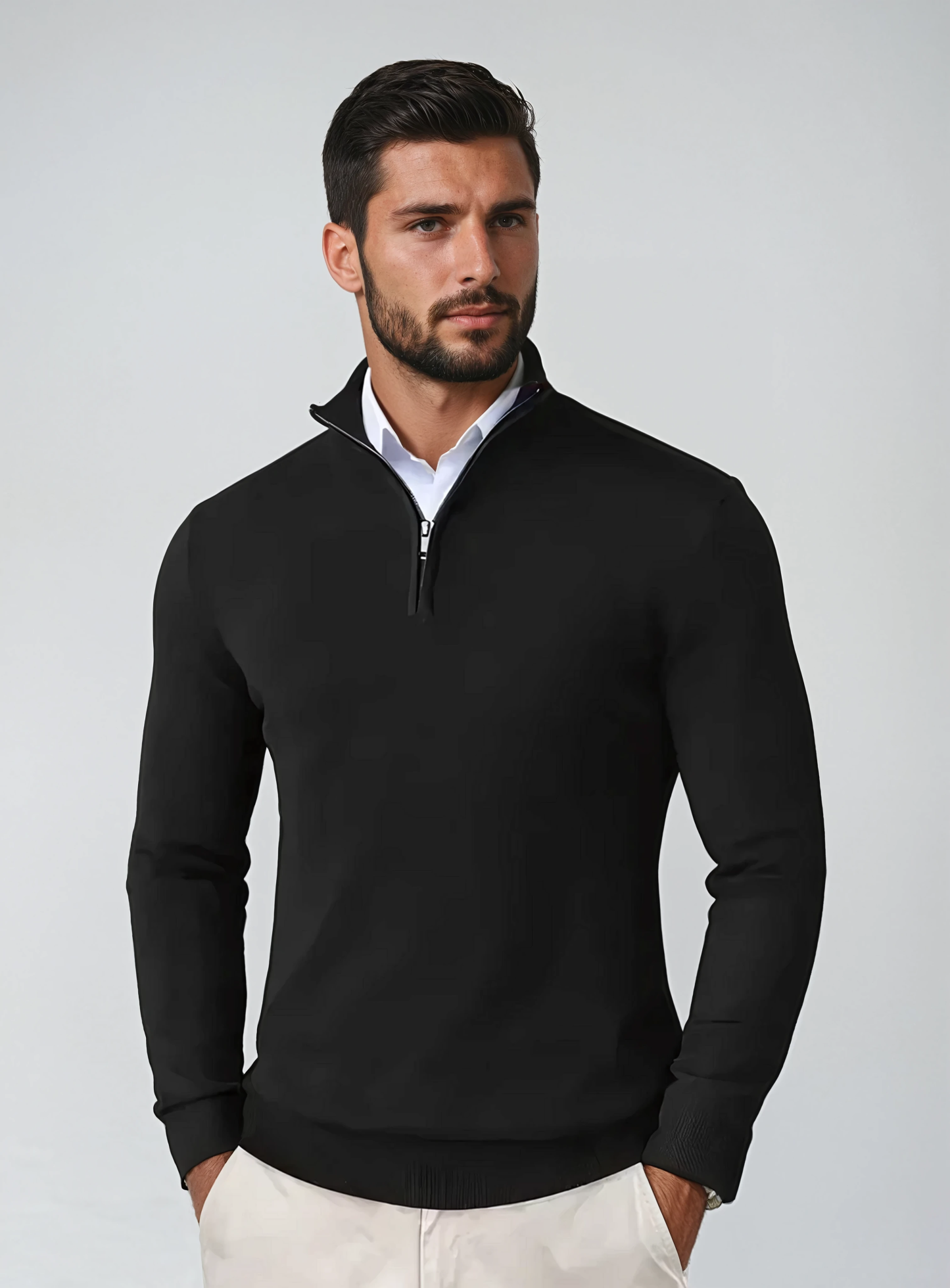 Men's Cotton Blend Zip Neck Sweater