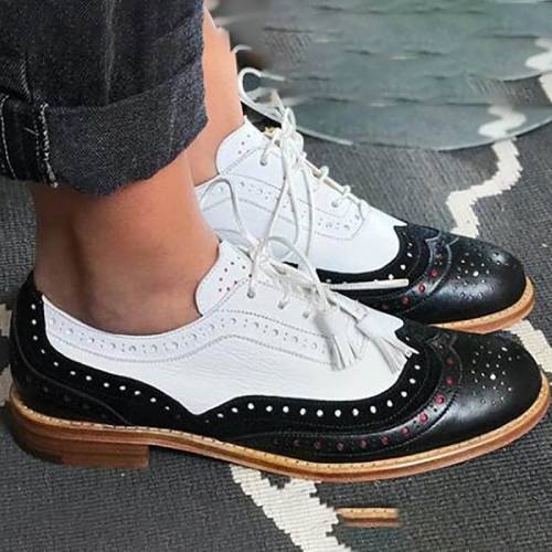 Women‘ Fancy Lace Up Colorblock Loafers