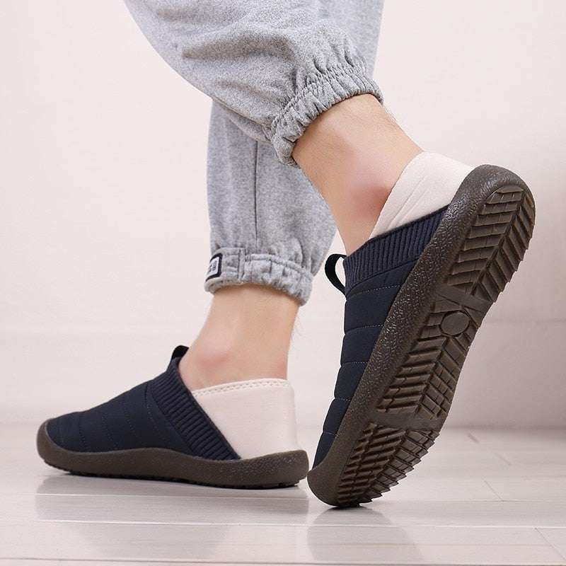 Men Fur Slippers Anti-slip Waterproof Indoor Slides