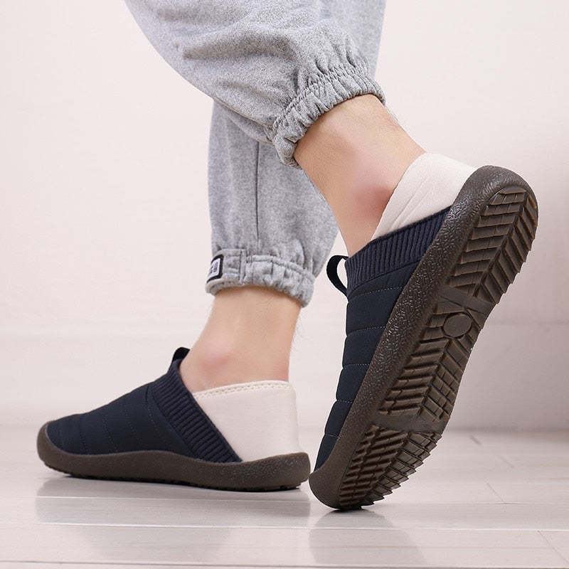 Men Fur Slippers Anti-slip Waterproof Indoor Slides