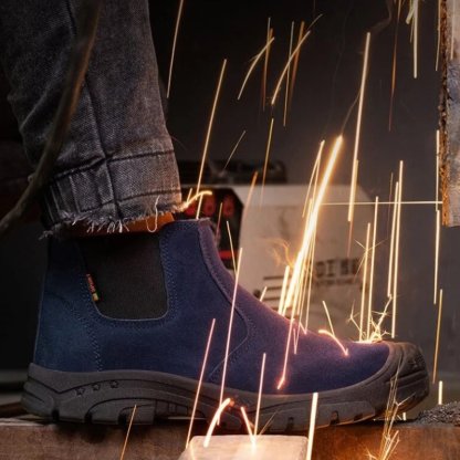 Anti-smashing Men Work Ankle Boots Suede Steel Toe Orthopedic Shoes
