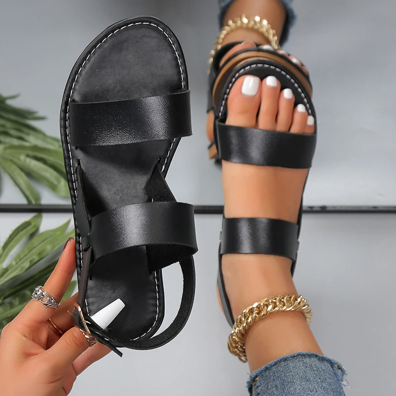 Women's Roman Flat Leather Sandals