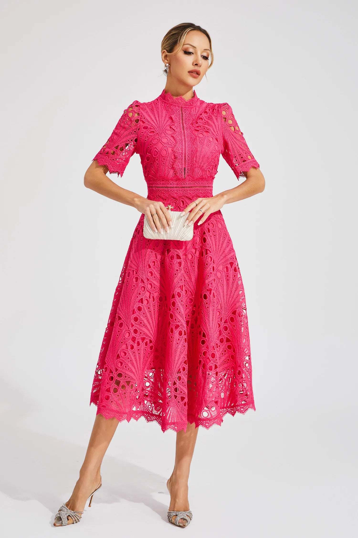 Elegant Lace Midi Dress for Women