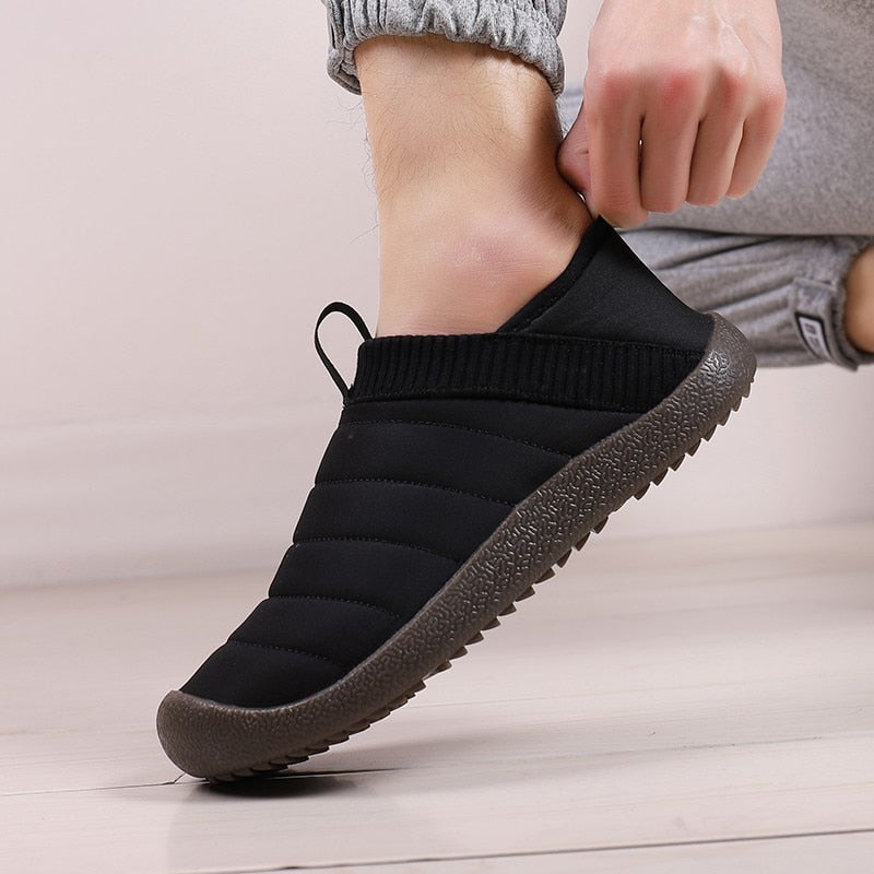 Men Fur Slippers Anti-slip Waterproof Indoor Slides