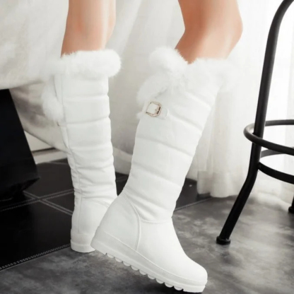 Women snow boots Knee high faux fur winter boots Warm slip on platform boots