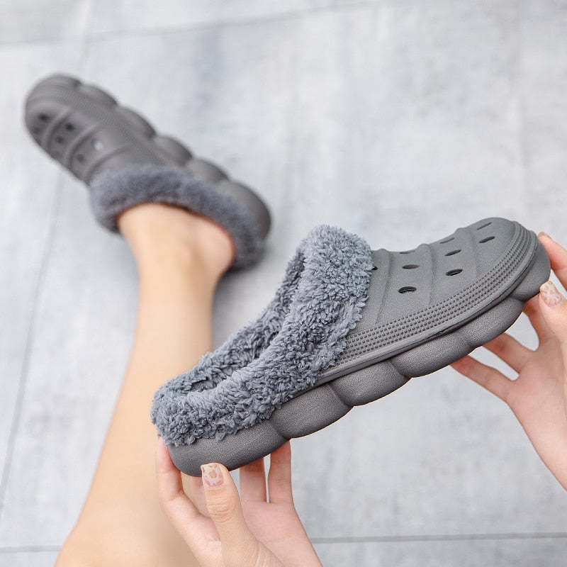 Fluffy Plush Slippers Plus Size EVA Men Clogs