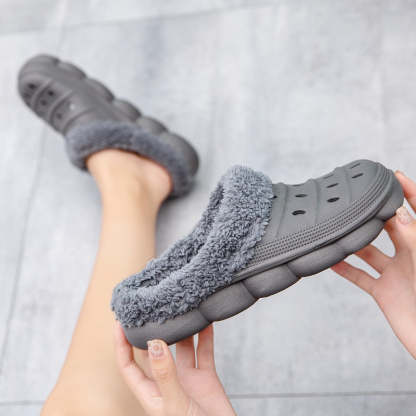 Fluffy Plush Slippers Plus Size EVA Men Clogs